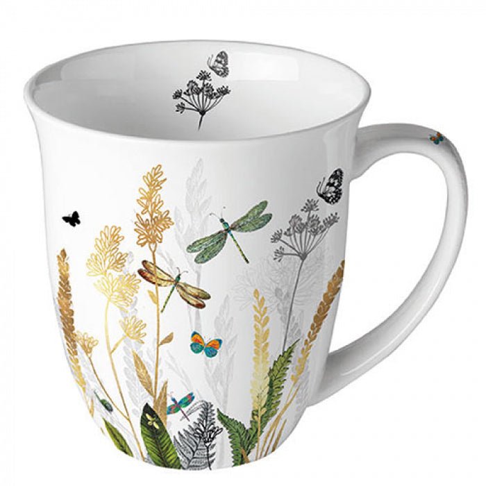 Krūze Ornamental Flowers, 0.4 L, balta