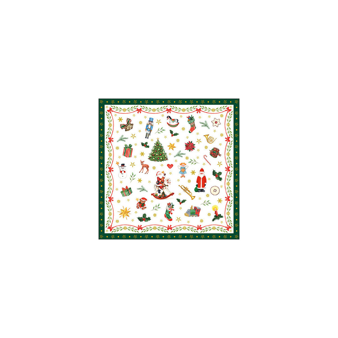 Salvetes papīra 33x33cm Ornaments all over green
