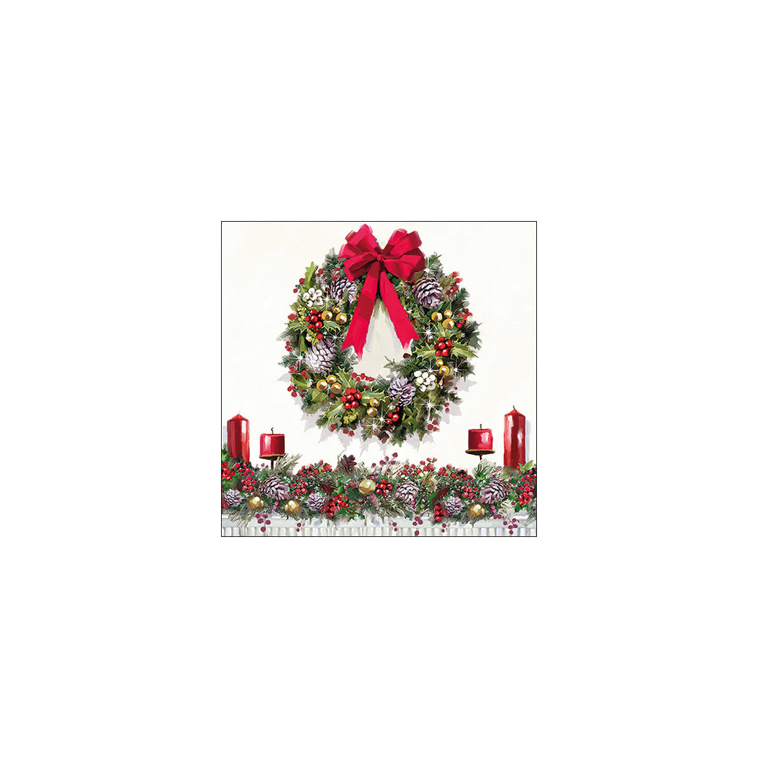 Salvetes papīra 33x33cm Bow on wreath