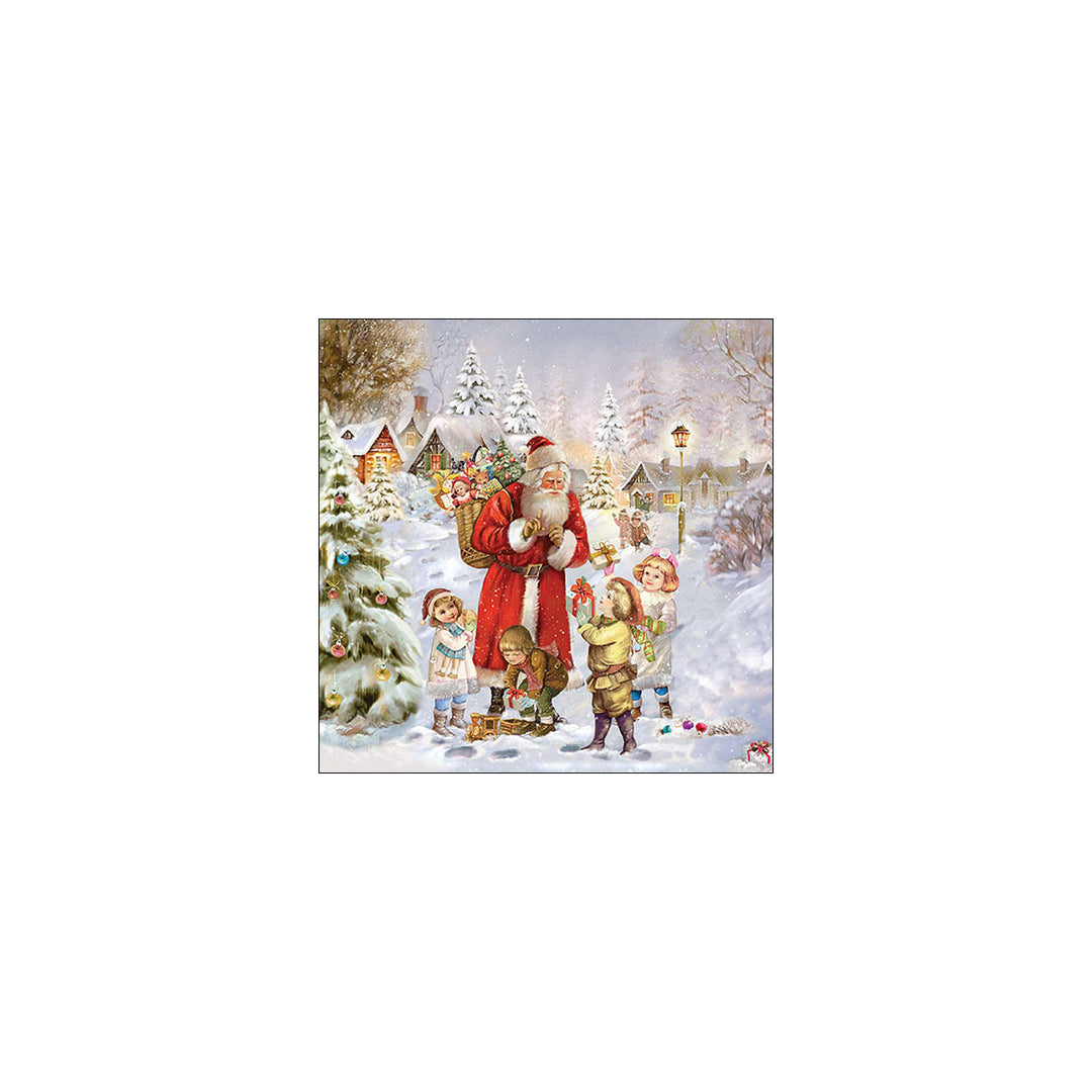 Salvetes papīra 33x33cm Santa bringing presents