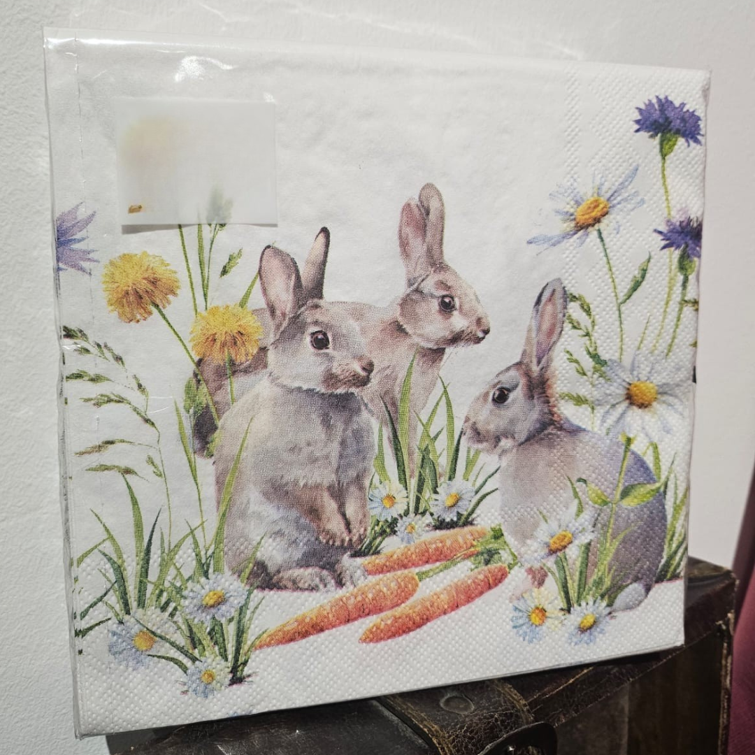 Salvetes papīra 25x25 cm Lieldienu zaķēni