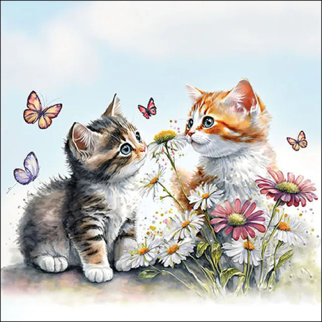 Salvetes “Kittens in Flower Field” 33x33cm