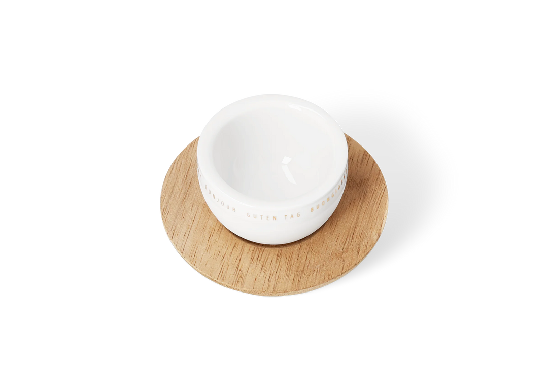 Porcelāna olu trauciņš ar koka pamatni