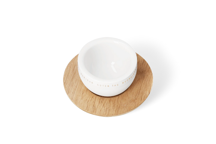 Porcelāna olu trauciņš ar koka pamatni