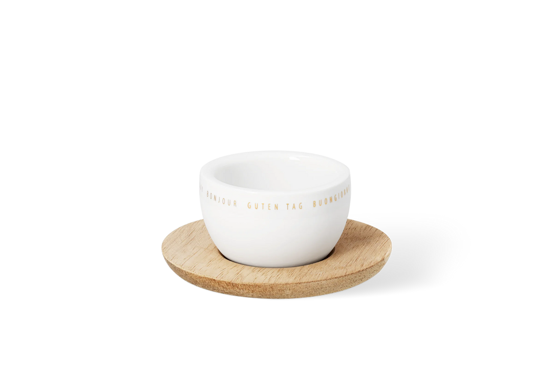 Porcelāna olu trauciņš ar koka pamatni