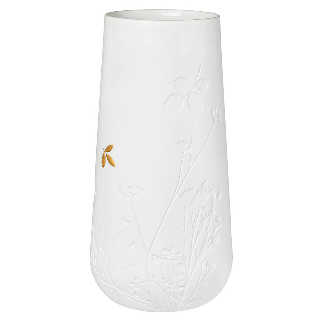 Porcelāna vāze ar zelta lapas akcentu (lielā)