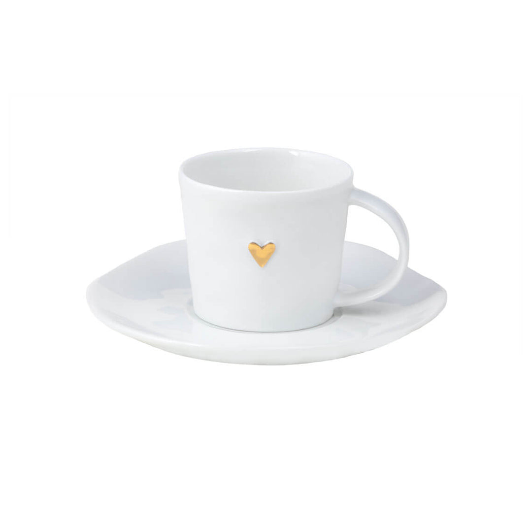 Porcelāna espresso tasīte ar zelta sirdi