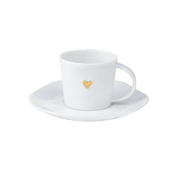 Porcelāna espresso tasīte ar zelta sirdi