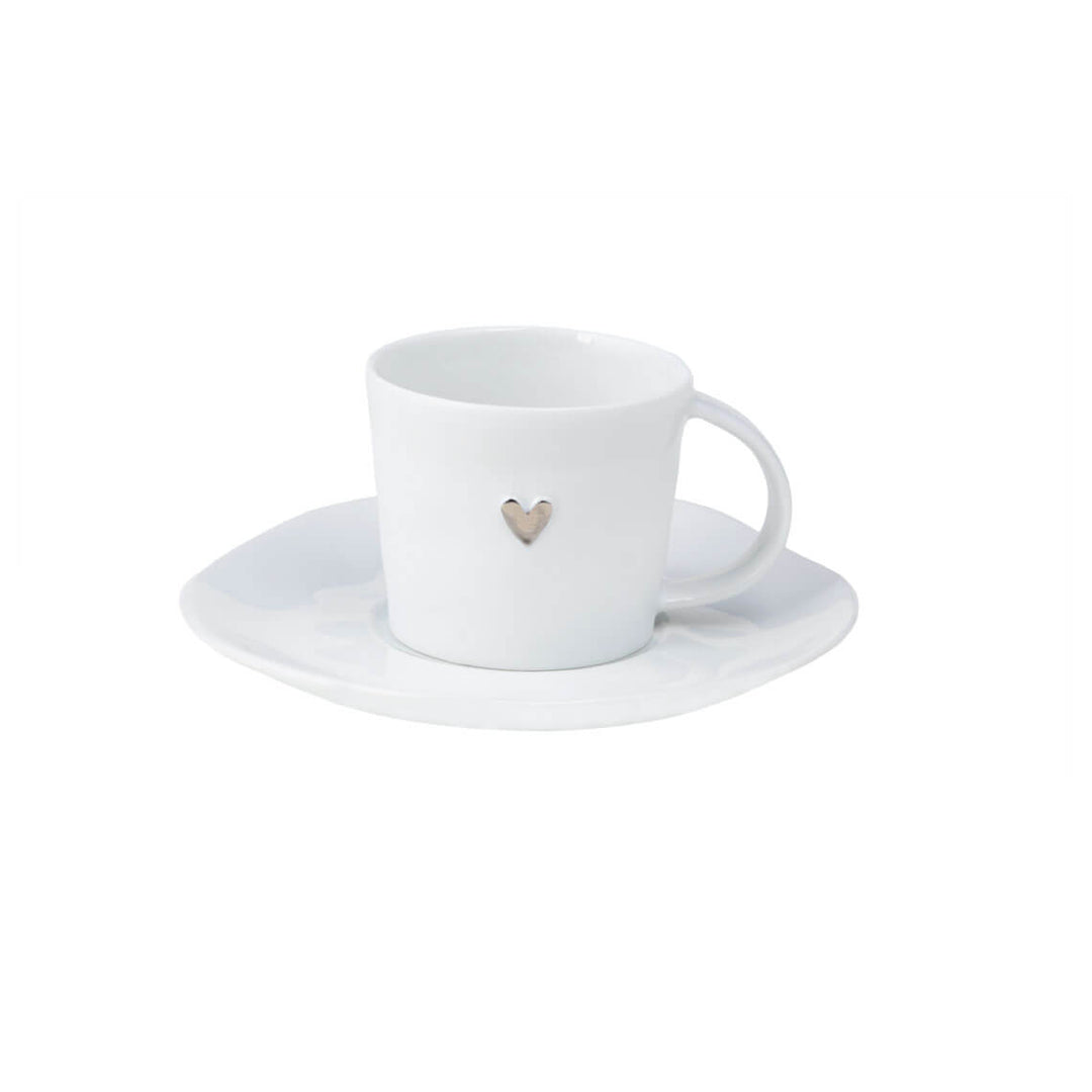 Porcelāna espresso tasīte ar sudraba sirdi