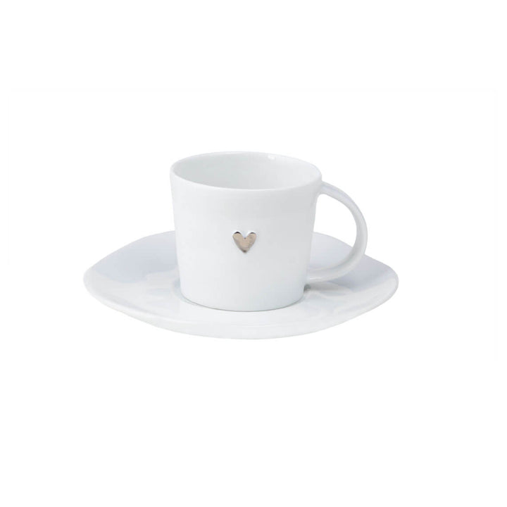 Porcelāna espresso tasīte ar sudraba sirdi