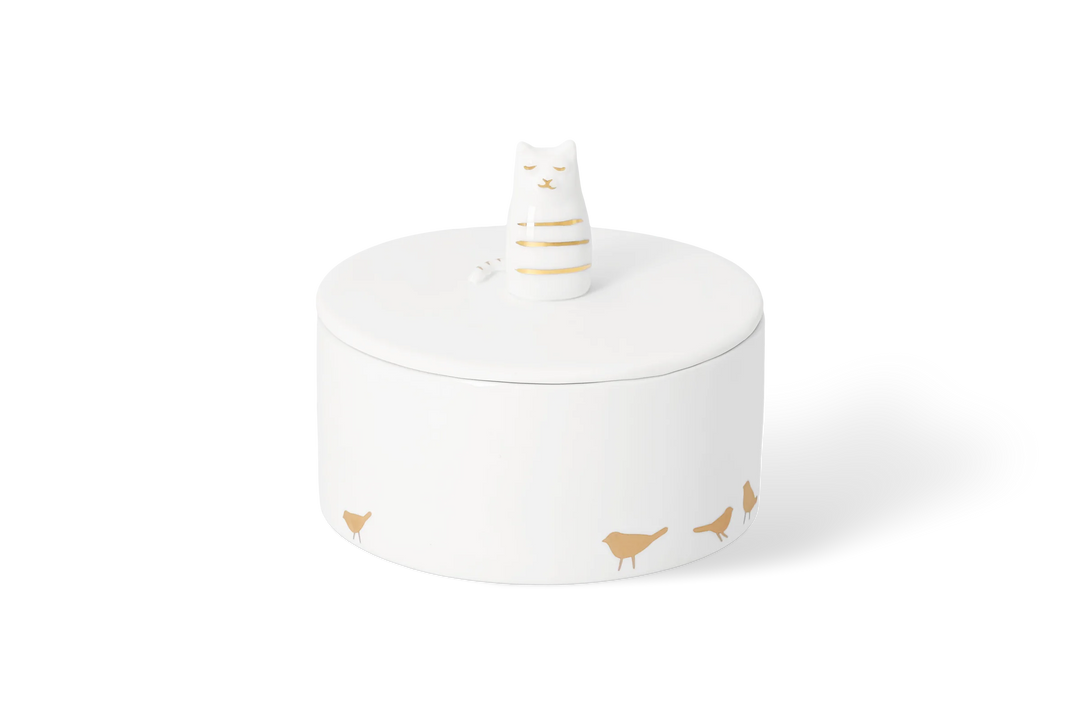 Porcelāna trauciņš ar kaķa figūru