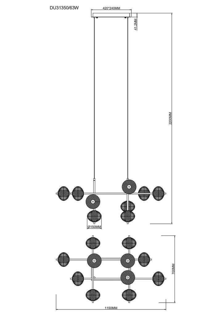 GALATEA piekaramās lampas (zelta krāsa) – 4 dizaini