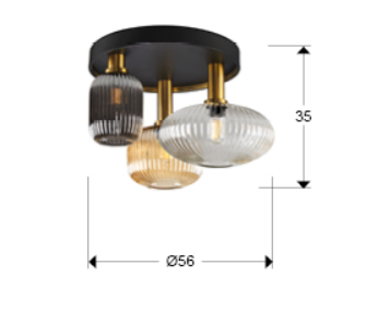 Lustra "Norma lamp 3 black-brass"