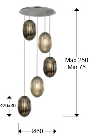 Ovila griestu lustras, 3 izmēri
