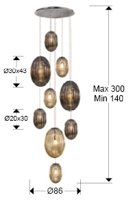 Ovila griestu lustras, 3 izmēri