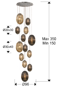 Ovila griestu lustras, 3 izmēri