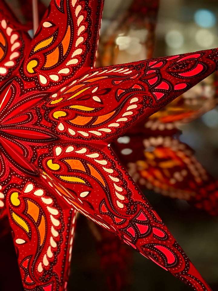 Zvaigzne-lampa Sarkan-rozā 7 stari