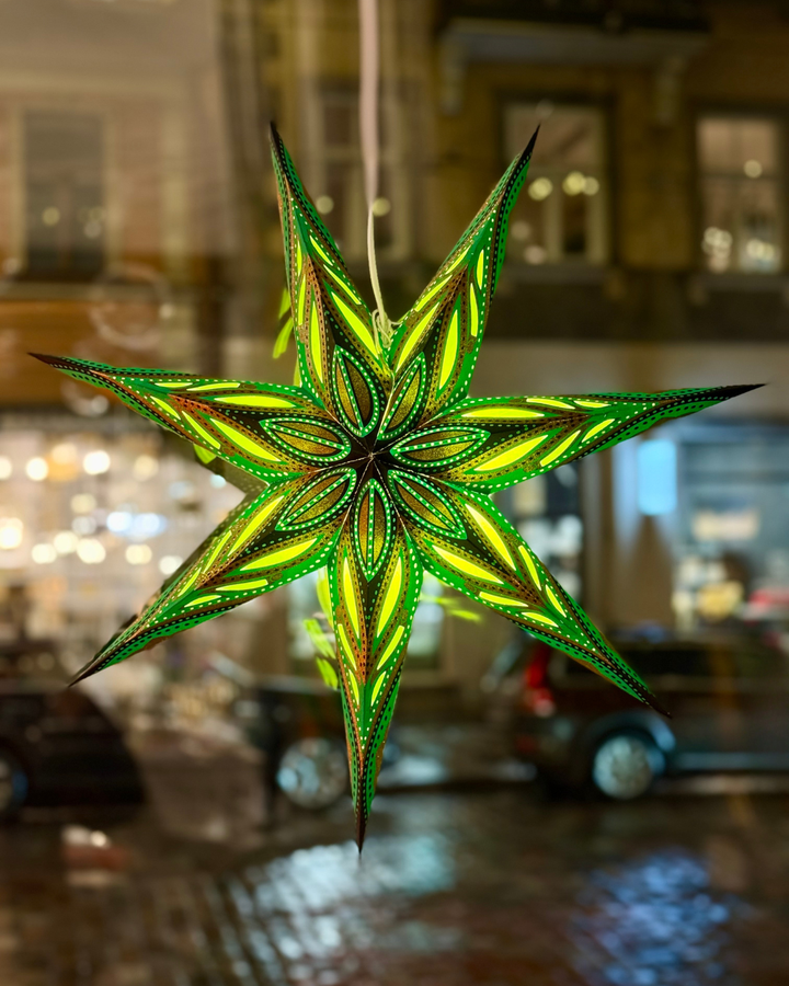 Zvaigzne-lampa Zaļa 7 stari