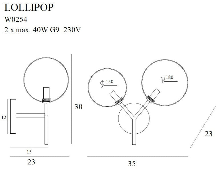 Sienas, galda un stāvlampa "Lollipop", divas krāsas