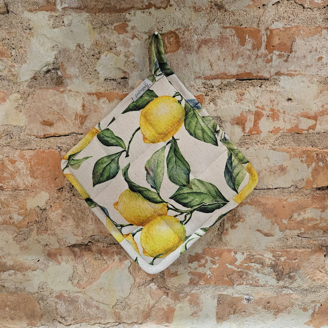 Ar rokām darināts katlu satvērējs ar kabatu | Lemon Linen