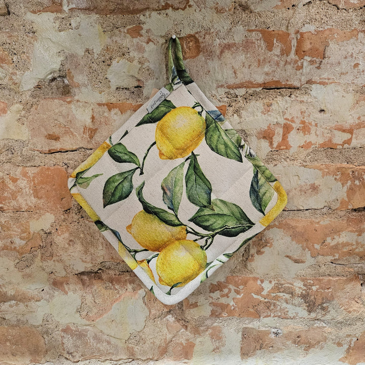 Ar rokām darināts katlu satvērējs ar kabatu | Lemon Linen