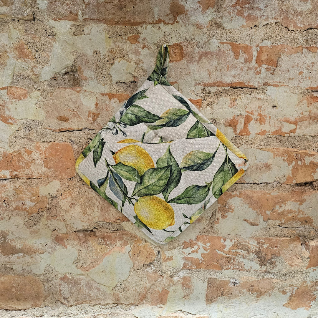 Ar rokām darināts katlu satvērējs ar kabatu | Lemon Linen