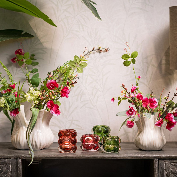 Stikla svečturi “Bubble”, zaļa/rozā, divi izmēri