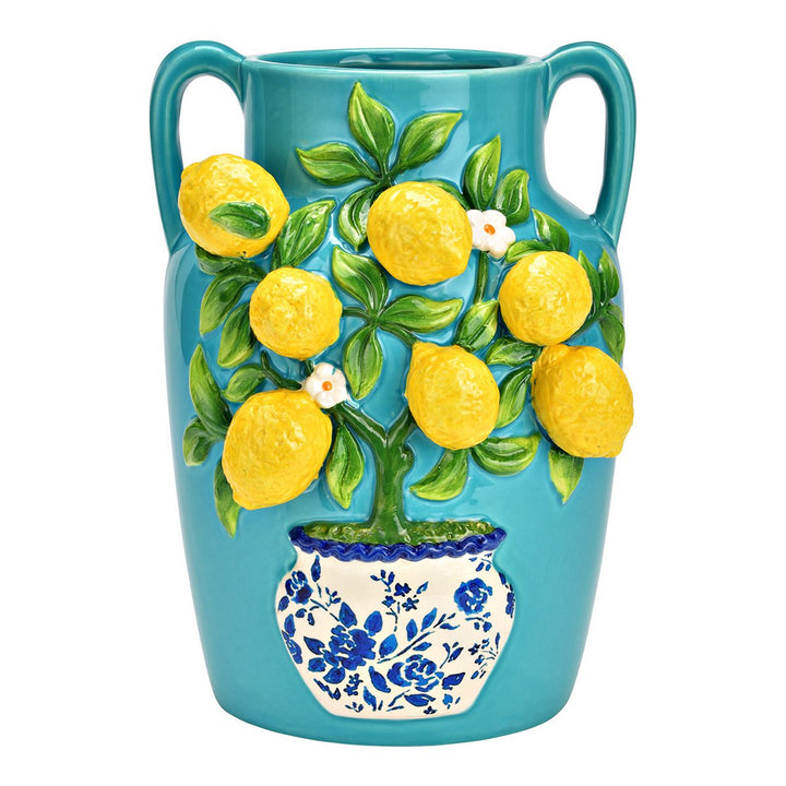 Keramikas vāze ar 3D citronu dekoru, krāsaina