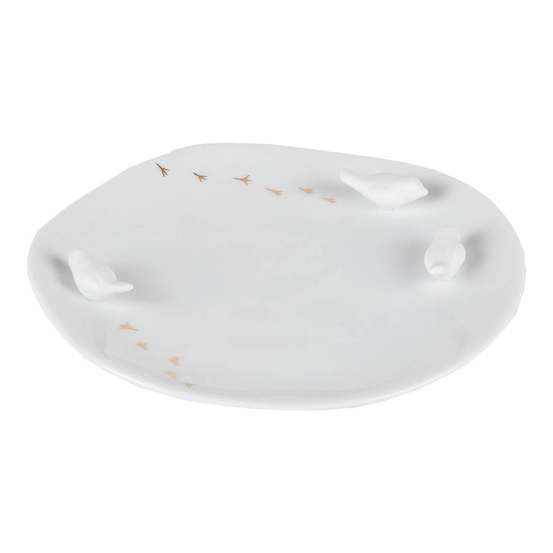 Porcelāna šķīvis ar putnu motīvu