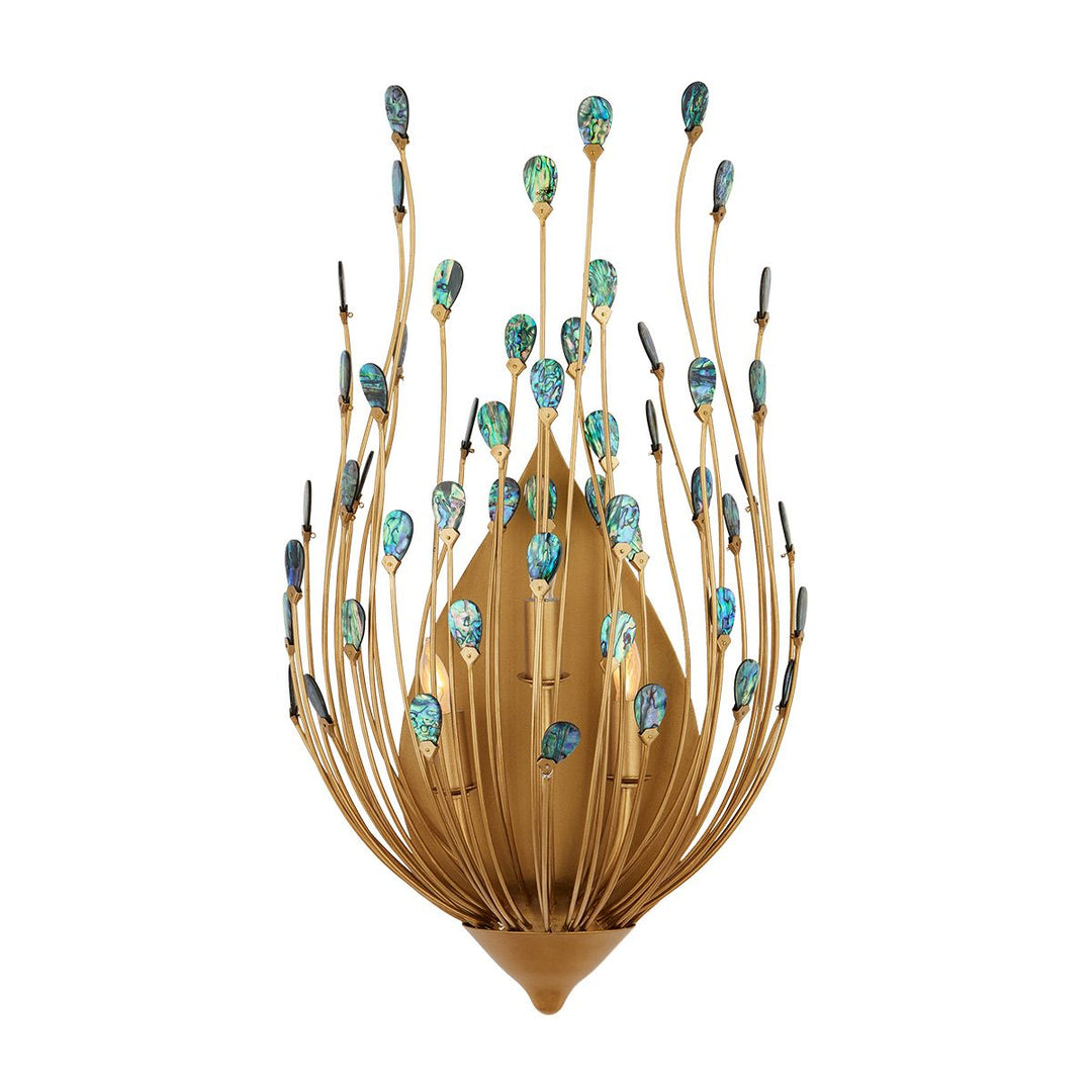 Delphos sienas lampa ar Jaunzēlandes Paua gliemežvāku čaulas elementiem