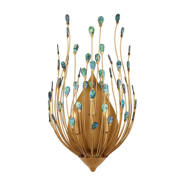 Delphos sienas lampa ar Jaunzēlandes Paua gliemežvāku čaulas elementiem