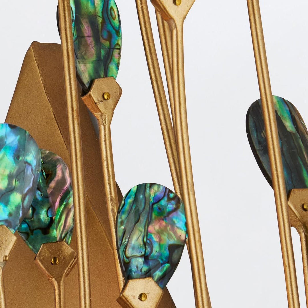 Delphos sienas lampa ar Jaunzēlandes Paua gliemežvāku čaulas elementiem