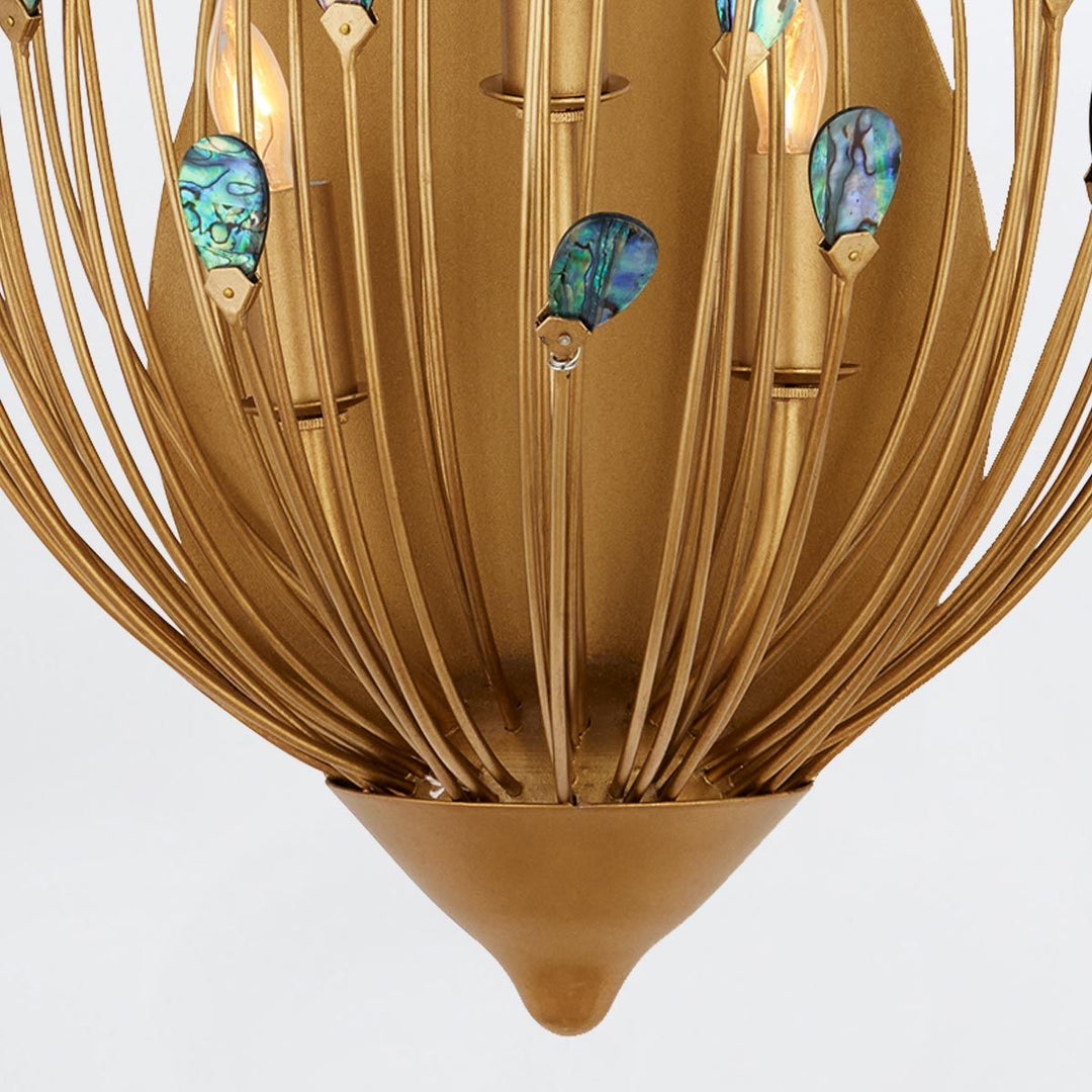 Delphos sienas lampa ar Jaunzēlandes Paua gliemežvāku čaulas elementiem