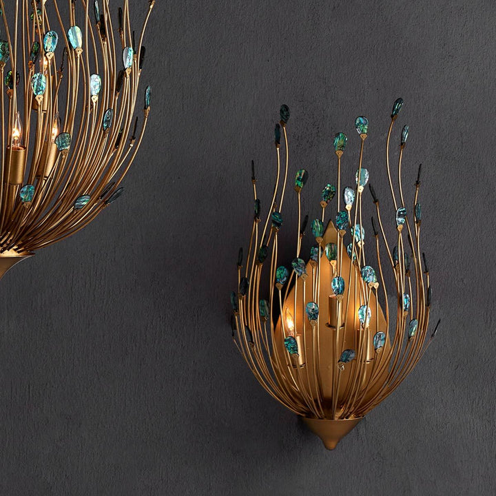 Delphos sienas lampa ar Jaunzēlandes Paua gliemežvāku čaulas elementiem