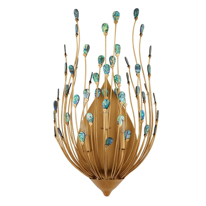 Delphos sienas lampa ar Jaunzēlandes Paua gliemežvāku čaulas elementiem