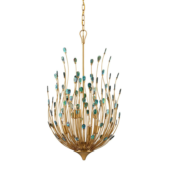 Delphos lustra ar Jaunzēlandes Paua gliemežvāku čaulas elementiem