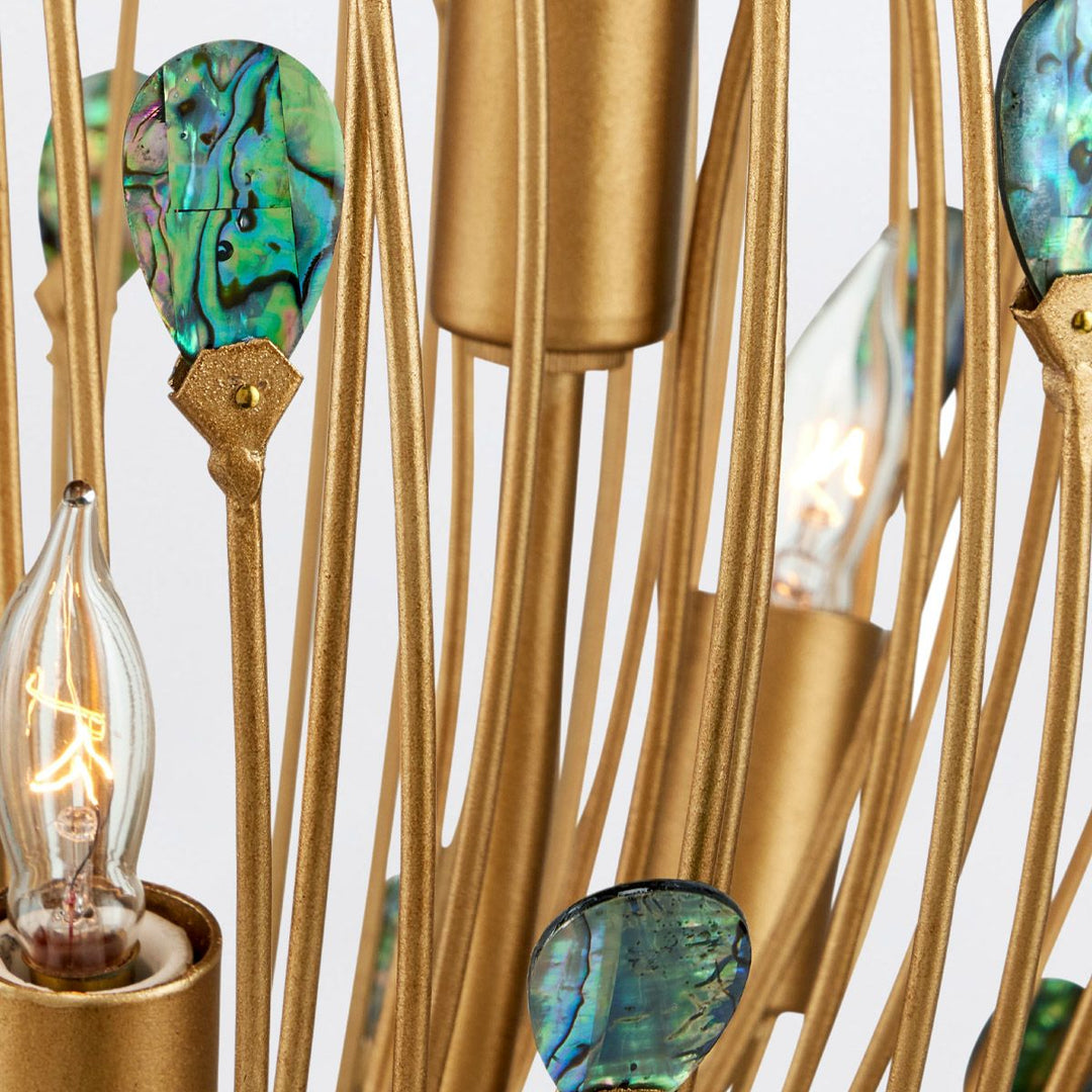 Delphos lustra ar Jaunzēlandes Paua gliemežvāku čaulas elementiem