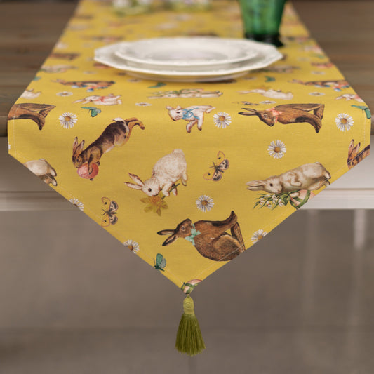 Lieldienu galda celiņš ar pušķiem Easter Yellow 40 x 140 cm